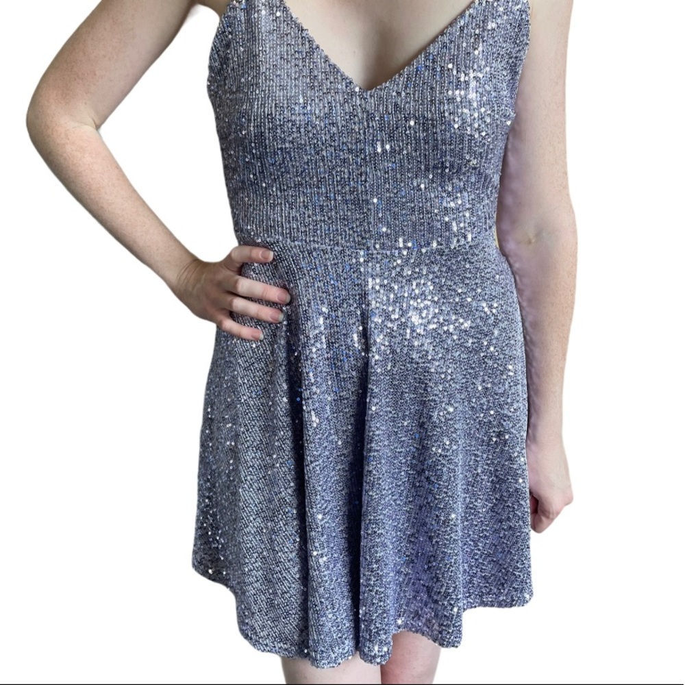 Purple Sequin Party Dress - Size Medium
